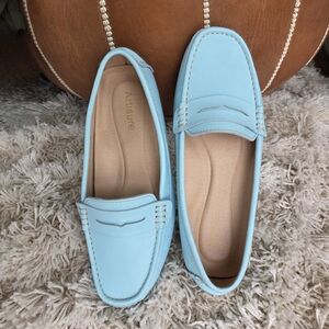 Artisure Light Blue Leather Penny Loafers Size 9.5